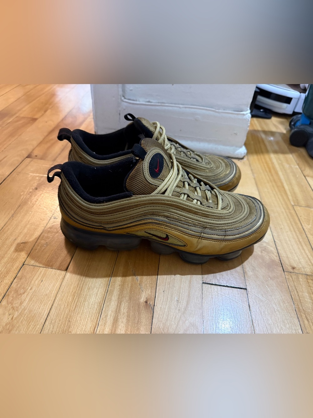 Nike Air VaporMax 97 Gold Black Sneakers US 10.5